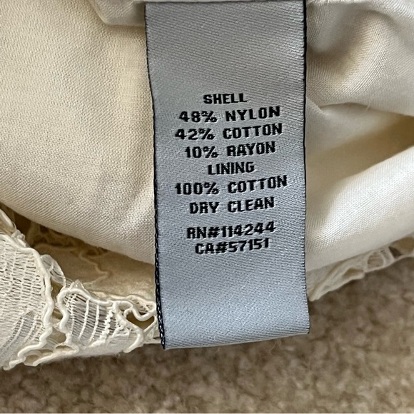 Eliza J Dress Womens 10 Ivory Lace Overlay Lined Shift Floral Summer Cap Sleeve - Picture 4 of 10